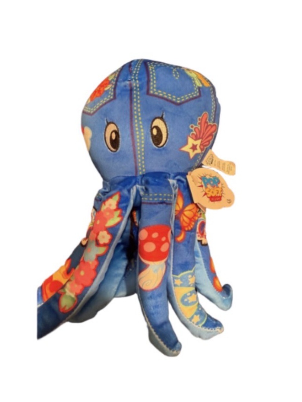 Pop Soft Weighted OCTOPUS Plush + 2 Fuzzy Squishy Hair Cords Sets BUNDLE